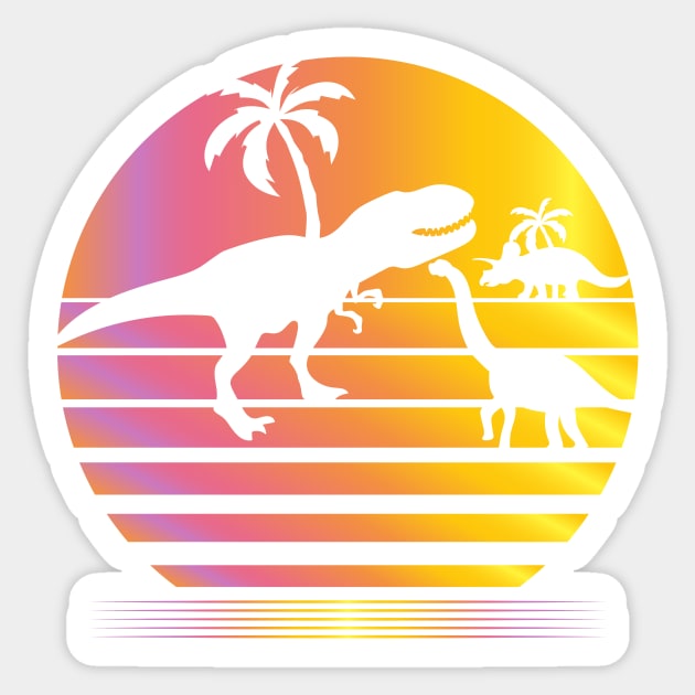 Dinosaur Island Synthwave - Board Game Inspired Graphic - Tabletop Gaming  - BGG Sticker by MeepleDesign